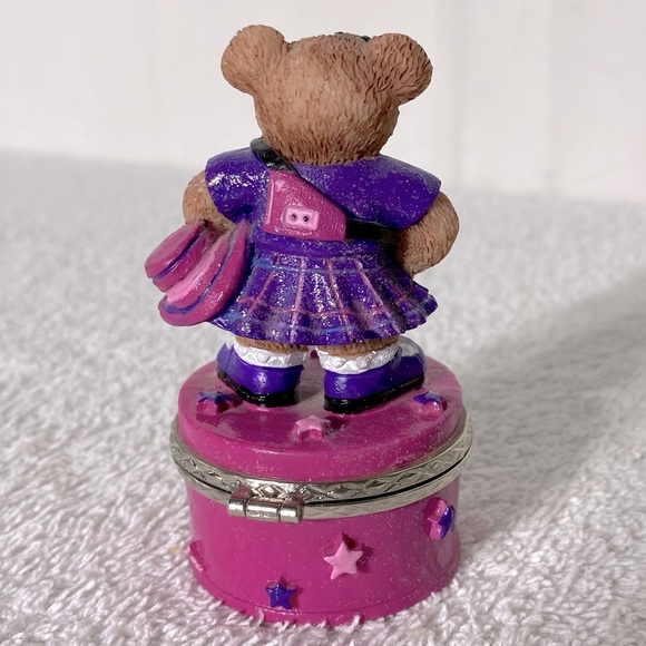 Vintage ‘99 Claire’s Purple and Pink Bear Trinket Box Collectible - Picture 7 of 9